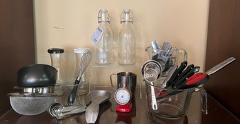 Baking Lot: Measuring Cups, Spoons, Knives, Strainers, Ikea Glass Bottles And More