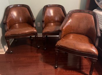 Hillsdale Faux Leather Rolling Library Style Chairs