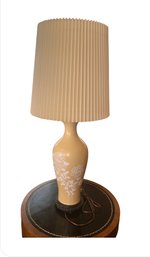 Beige Ceramic Flowered Tall Lamp