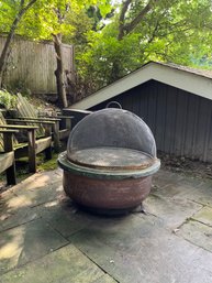 Copper Fire Pit With Slate Top And Metal Screen