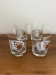 Scotch/water Glasses With Playing Cards Graphic