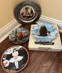 Knowles Decor Plates: The Bald Eagle, Birds Of The Garden, Sitting Pretty And Drafting The Declaration