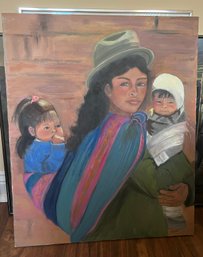 Peruvian Lady With 2 Children By Elly Cohen