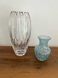 Blue Heart Vase And Marquis By Waterford Vase