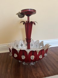 Red Metal And Crystal Chandelier