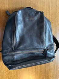 Black Leather Coach Backpack (holds Laptop)