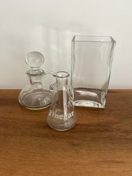 Glass Oil/vinegar Containers And Vase