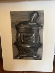 Charcoal Drawing Of An Antique Stove