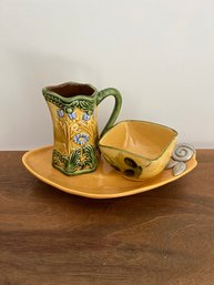 WE Design Trinket Tray, Terre Provence Olive Bowl And Jay Wilfred For Andrea Sedak Pitcher