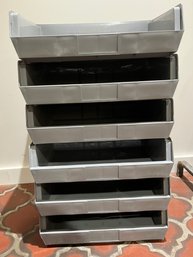 Set Of 6 (made In USA) Stacking Bins Perfect For Sorting Tools And Other Things