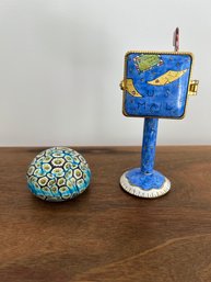 Murano Paperweight And Mailbox Trinket Box