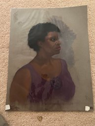 Vintage Pastel Of Woman In Purple Dress