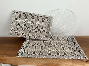 2- Snake Skin Style Platter And Glass Grape Platter