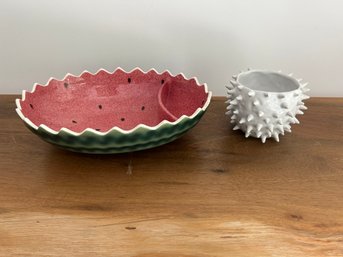 Shafford Original Watermelon Dish And Prickly Vase