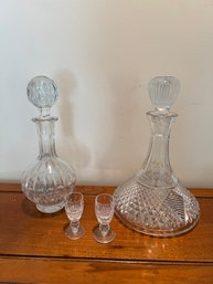 Crystal Decanters And 2 Cordial Glasses: Lenox