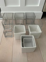 12 Square Glass And Ceramic Vases