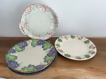 3 Plates: Fitz And Floyd Grape Arbor Plate, Rosa By Shafford Plate And Fioriware And Jardinware Plate