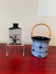 Pottery Vessel And Bucket With Handle