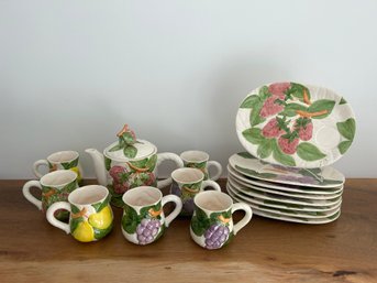 Fruit Du Jour By Chaffed Tea Set, & Cups And 8 Saucer/dessert Plates