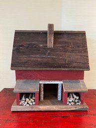 Wood Red Bird House With Wood Huts