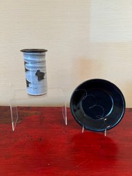 Handmade Pottery Vase And Black Bowl