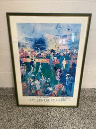 Leroy Neiman Poster Print Hand Signed 123rd Kentucky Derby Derby Day Paddock