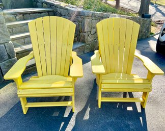 2 Yellow Fiberglass Adirondack Chairs