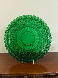 Large 14' Dark Green Glass Serving Platter/ Dish