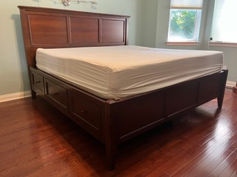 A America King Size Wooden Bed With Storage Draws