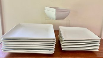 Crate And Barrel White Square Plates/bowls