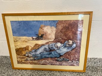 French Farmers Resting Van Gogh Framed Poster