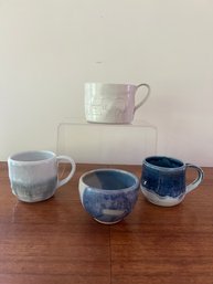 4- Signed Pottery Mugs