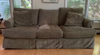 Crate And Barrel White Couch With A Greenish Cover