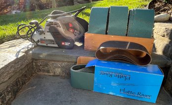 Porter Cable Belt Sander With Dust Collector  Model 362 And Sand Paper