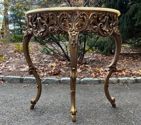 Italian Gilt Demilune Marble Top Table