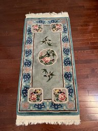 Wool Rug Blue With Birds