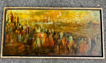 XL MCM Abstract Cityscape Painting Signed