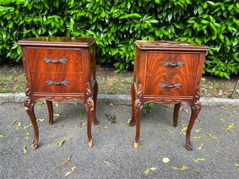 Antique Burled Mahogany End Tables