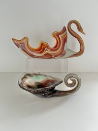 Murano Glass Swan & Shell Dish