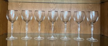 7-Crystal Wine Glasses With Silver Rim