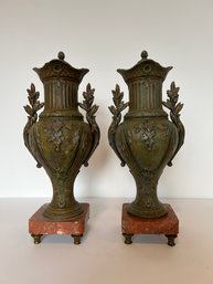 French Bronze And Marble Urns