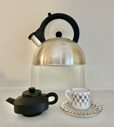 Spode Tea Cup? Copco Tea Kettle And Chinese Pottery Tea Pot