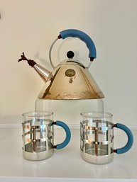 Vintage Alessi Kettle And 2 Cups  (Kettle Has Box)