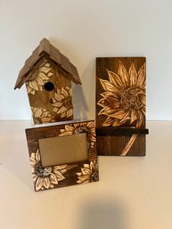 Wood Book Stand, Picture Frame And Bird House