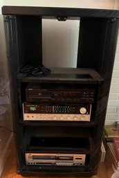 Stereo Cabinet: Denon PCM PCM Audio Technology CD Player DCD-810, Harman/kardon 730 Twin Powered, & JVC KDD30