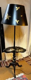 Asian Floor Lamp With Table With Mother Of Pearl Inlayed Designs