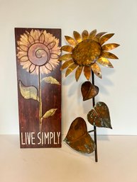 Metal Sunflower Wall Decor And Live Simply Sign
