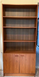 Teak Veneer 4-shelf With Cabinet