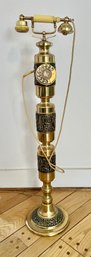 Rare Vintage French Style Telephone With Tall Brass Column Stand