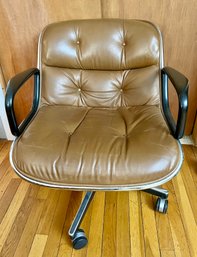 Vintage Brown Leather Office Chair Charles Pollock Style